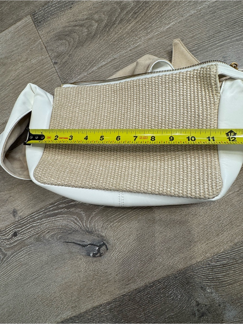 Cream Woven Shoulder Bag with White Knot Strap - Picture 8 of 9